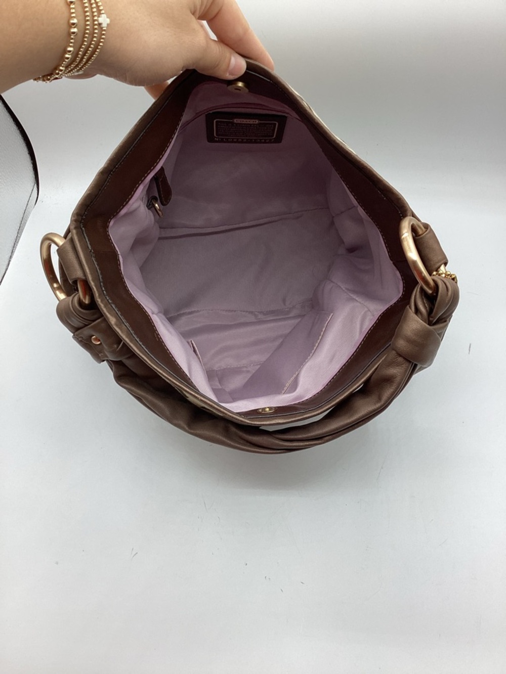Coach Harper Brown Op Art Signature Canvas & Leather Shoulder Handbag - Picture 7 of 7